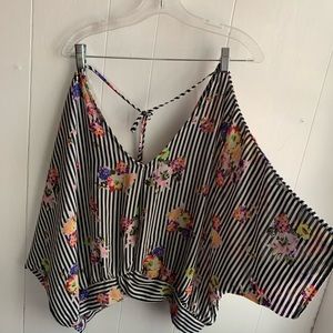 Striped and Floral Oversized Top